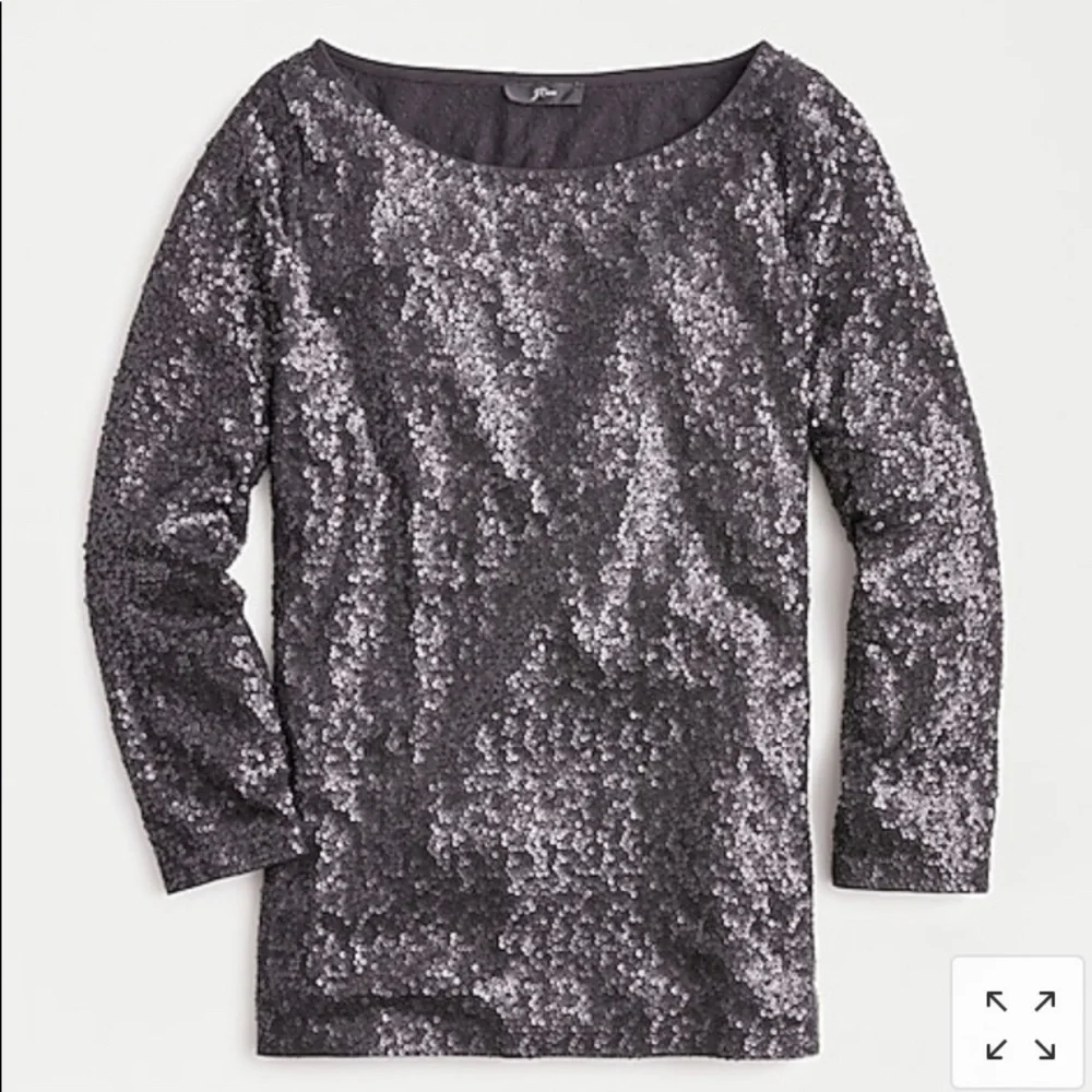 J. Crew Sequined Three-Quarter-Sleeve Boatneck Top